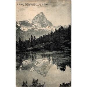 Scenic View of Lac de Layet & Matterhorn In Italy Vintage Postcard SP17-14